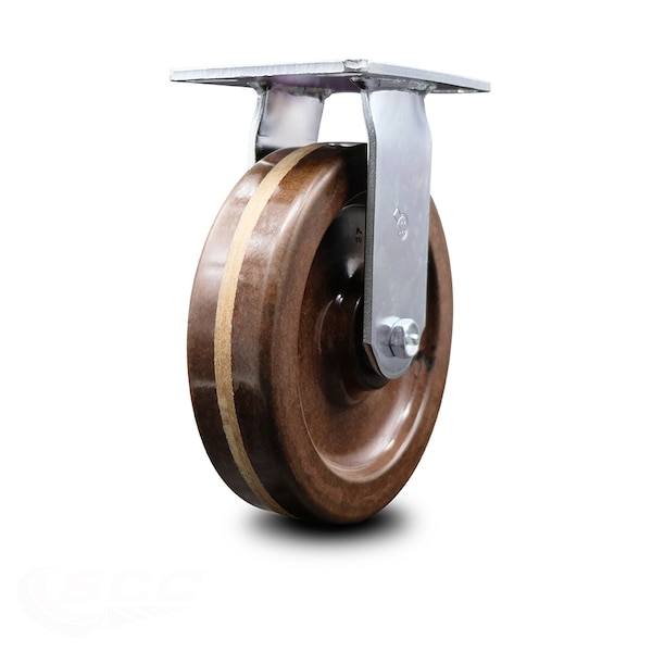 8 Inch Heavy Duty Top Plate High Temp Phenolic Rigid Caster with Roller Bearing